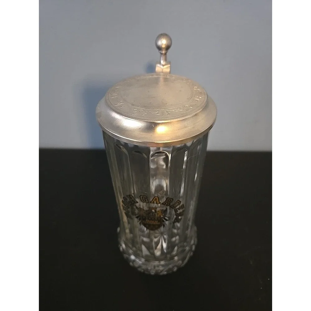 Busch Gardens Glass Beer Stein‎ w/metal Lid 8.5